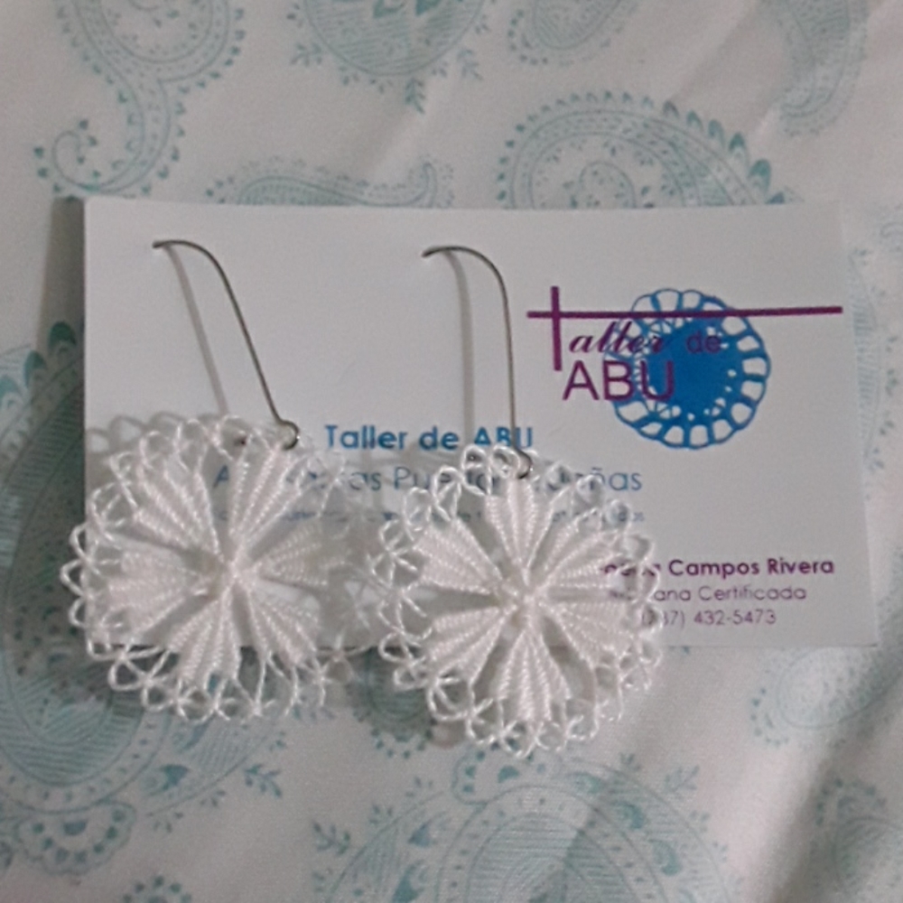 White earrings - handmade by Taller de ABU